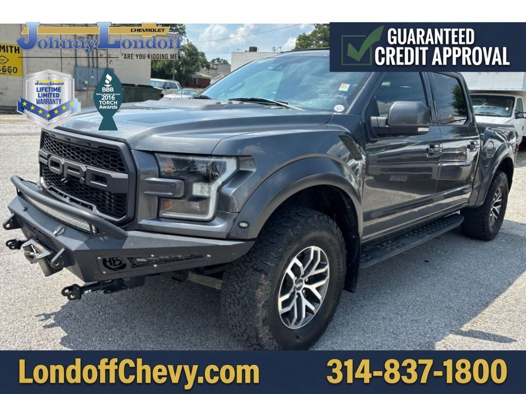 2017 Ford F-150 Raptor in Gray — front three-quarter view