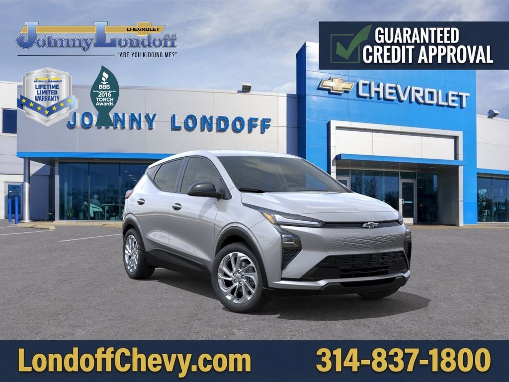 2027 Chevrolet Bolt LT in Sterling Grey Metallic — front three-quarter view
