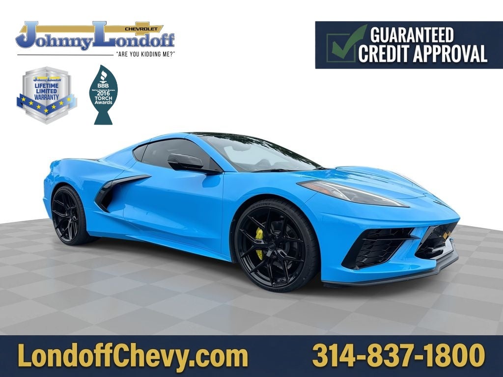 2023 Chevrolet Corvette Stingray 2LT in Rapid Blue — front three-quarter view
