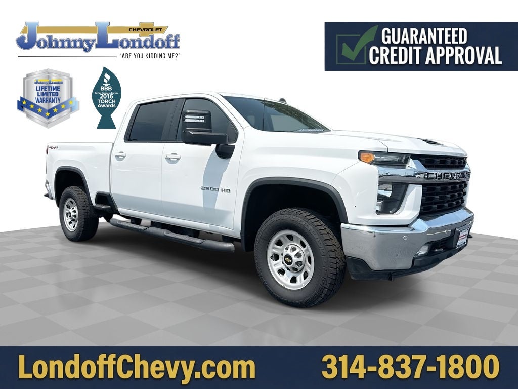 2020 Chevrolet Silverado 2500 HD LT in Summit White — front three-quarter view