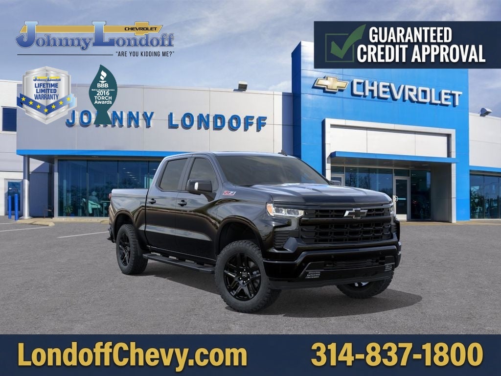 2026 Chevrolet Silverado 1500 RST in Black — front three-quarter view