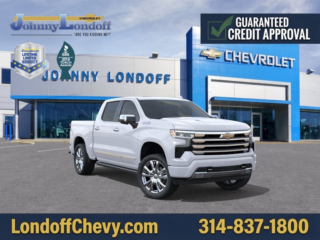 2026 Chevrolet Silverado 1500 High Country in Polar White Tricoat — front three-quarter view