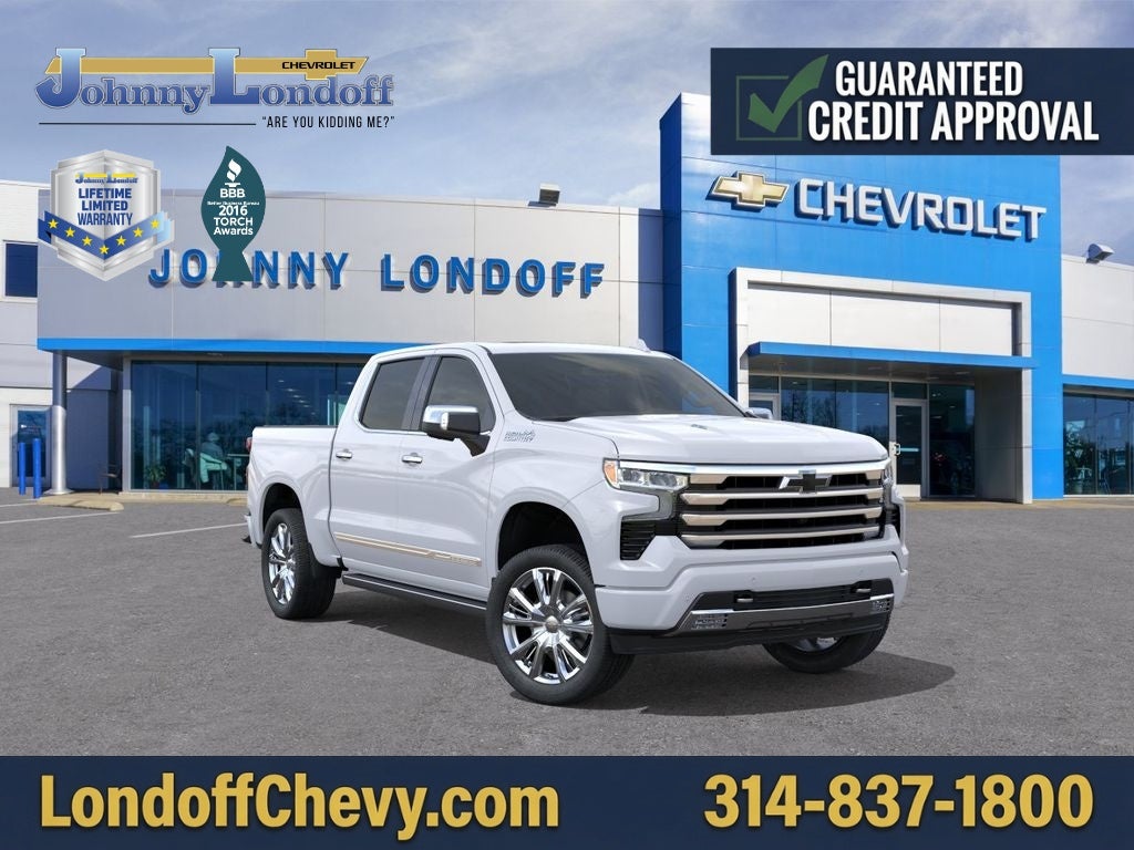 2026 Chevrolet Silverado 1500 High Country in Polar White Tricoat — front three-quarter view