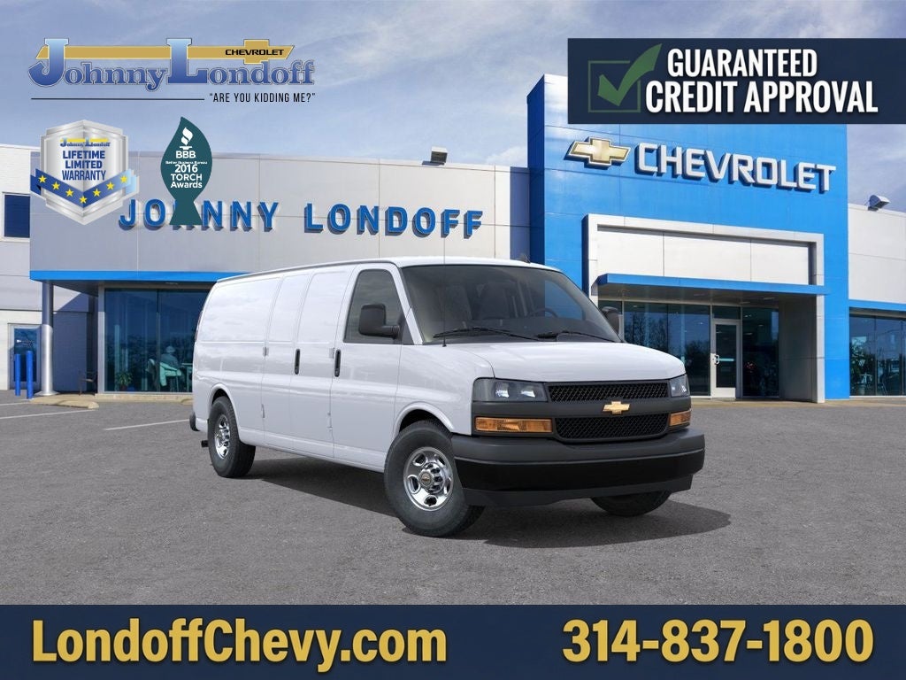 2025 Chevrolet Express Cargo WT in Summit White — front three-quarter view