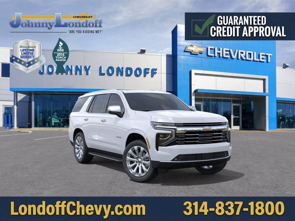 2026 Chevrolet Tahoe Premier in Polar White Tricoat — front three-quarter view