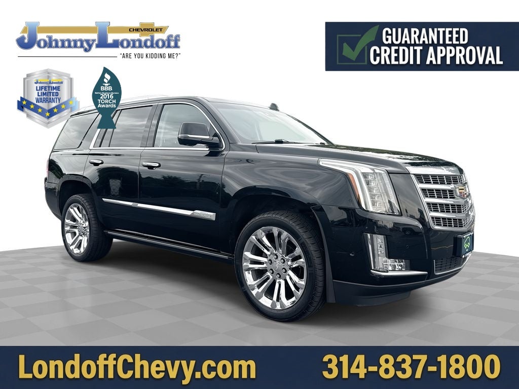 2017 Cadillac Escalade Premium Luxury in Black Raven — front three-quarter view