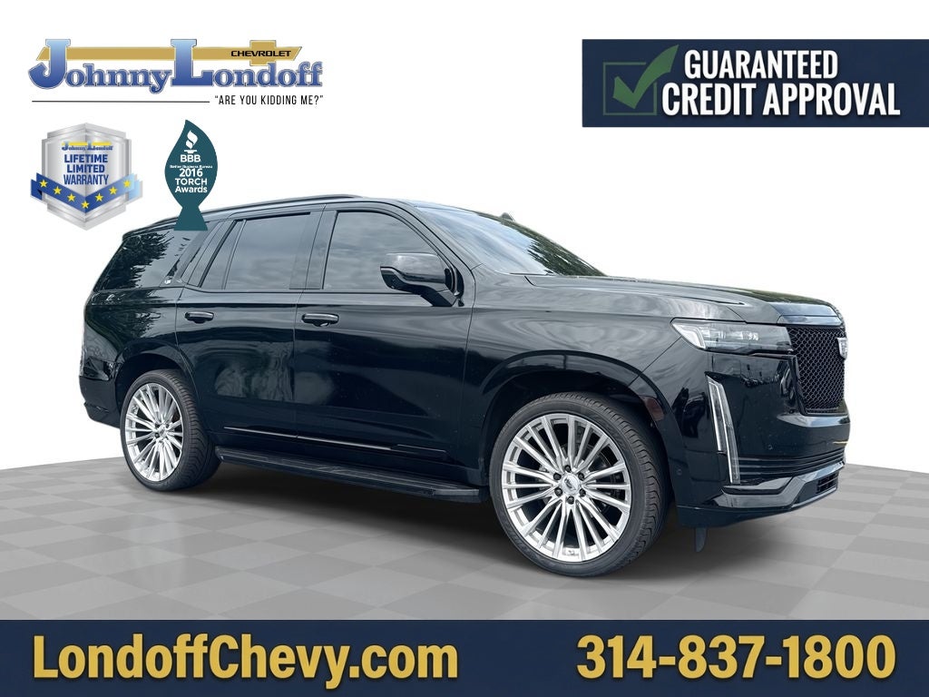 2021 Cadillac Escalade Sport in Black Raven — front three-quarter view