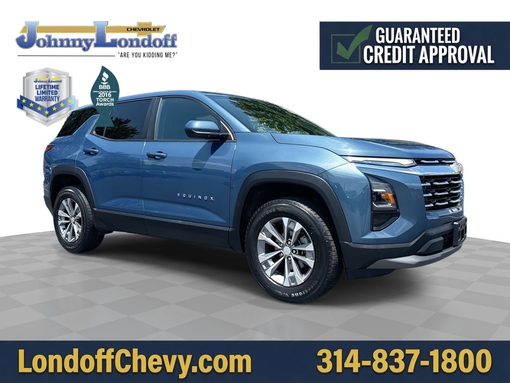 2025 Chevrolet Equinox LT in Lakeshore Blue Metallic — front three-quarter view