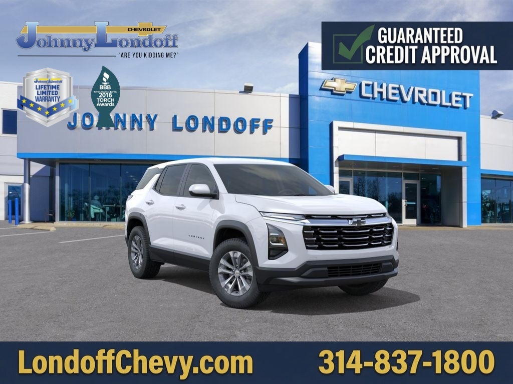 2026 Chevrolet Equinox LT in Summit White — front three-quarter view