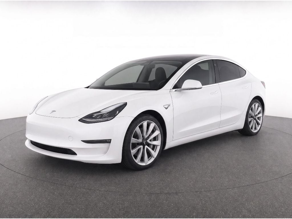 2020 Tesla Model 3 Long Range Dual Motor All-Wheel Drive in White — front three-quarter view