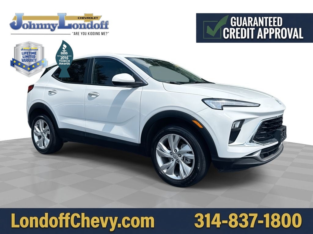 2025 Buick Encore GX Preferred in Summit White — front three-quarter view