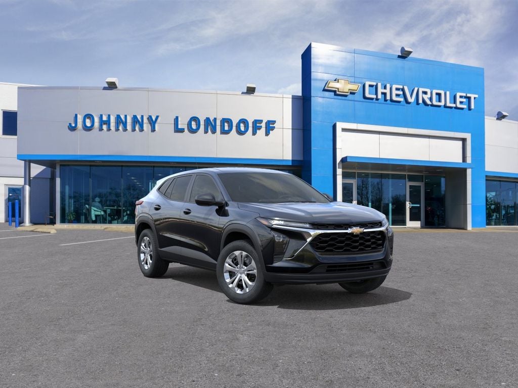 2026 Chevrolet Trax LS in Mosaic Black Metallic — front three-quarter view