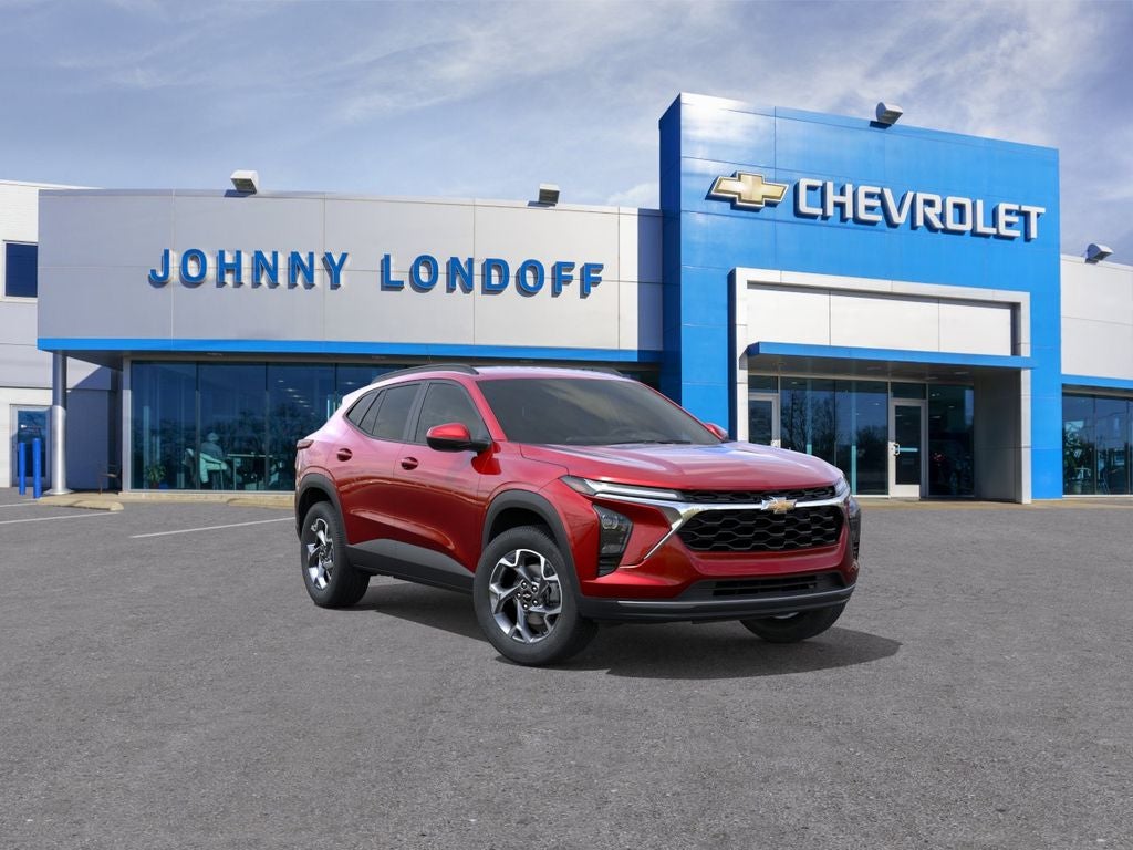 2026 Chevrolet Trax LT in Apex Red — front three-quarter view