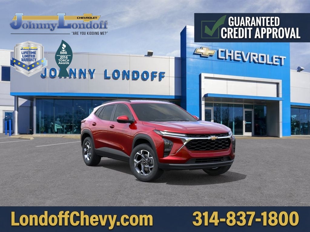 2026 Chevrolet Trax LT in Apex Red — front three-quarter view